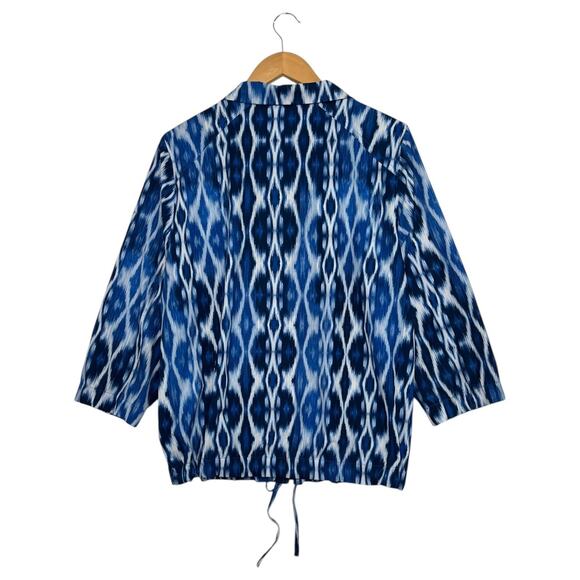 Chicos Zenergy Jacket Womens 3 XL 16 Blue Ikat Zip Up Lightweight Casual Boho - Picture 2 of 13